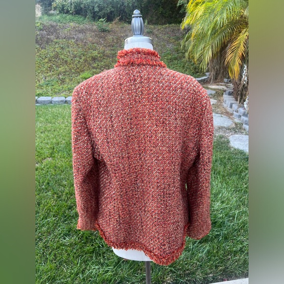 Chico’s Orange Tweed Jacket - Picture 3 of 7